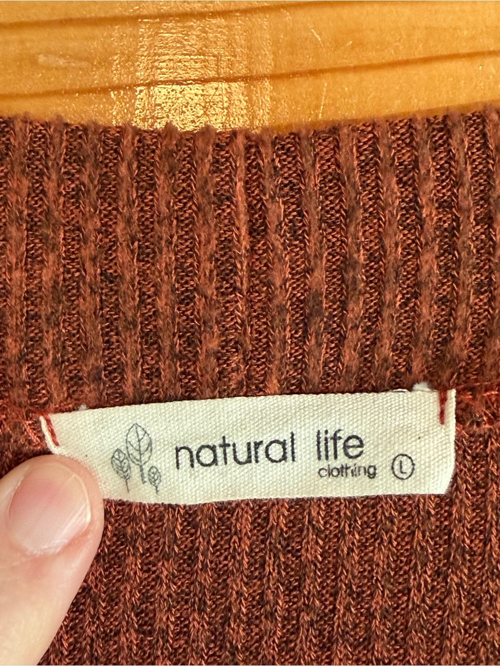 NATURAL LIFE Ribbed Open-Front Cardigan - Rust Brown - Picture 2 of 5